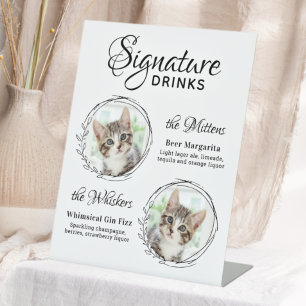 Cat Wedding Signature Drinks 2 Pet Photo Bar  Pedestal Sign