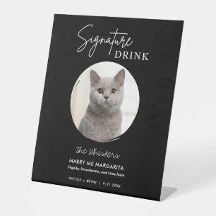 Cat Wedding Signature Drinks Cocktail Bar Pedestal Pedestal Sign