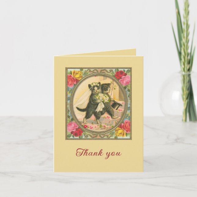 Cat wedding theme Thank you Invitation (Front)