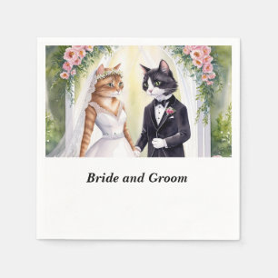 Cat Wedding themed with Bride and Groom  Napkin