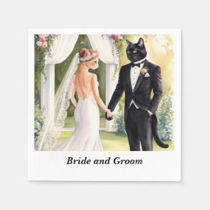 Cat Wedding themed with Bride and Groom Napkin