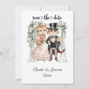 Cat Wedding with Bride and Groom  Save The Date