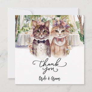 Cat Wedding with Bride and Groom  Thank You Card