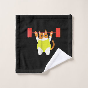 Cat Weight Lifting Funny Cat Lover Workout Wash Cloth