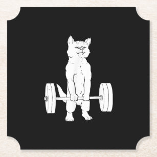 Cat Weightlifting And Gym Paper Coaster