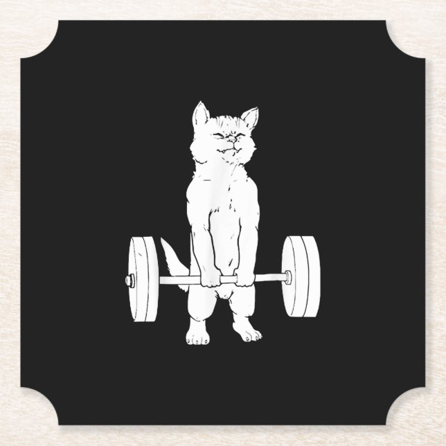 Cat Weightlifting And Gym Paper Coaster (Front)