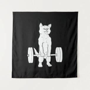 Cat Weightlifting And Gym Tapestry