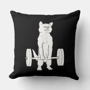Cat Weightlifting And Gym Throw Pillow