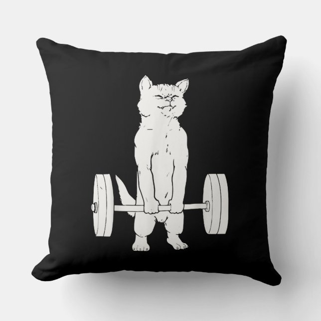 Cat Weightlifting And Gym Throw Pillow (Front)