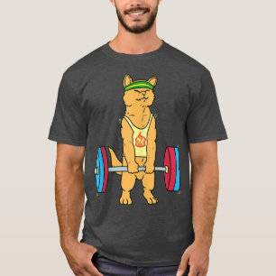 Cat Weightlifting Deadlifting Funny Gym Sport Fitn T-Shirt
