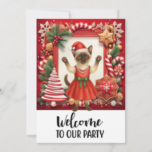 Cat Welcome to Christmas Party Invitation