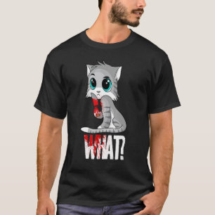 Cat What Black Cat Murderous Cat With Knife 1 T-Shirt