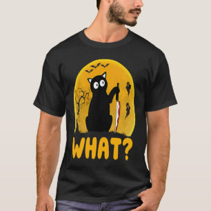 Cat What Black Cat Murderous Cat With Knife Hallo T-Shirt