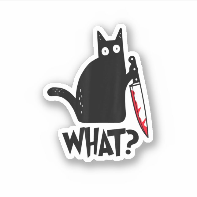 Cat What Funny Black Ca Murderous Cat With Knife  (Front)