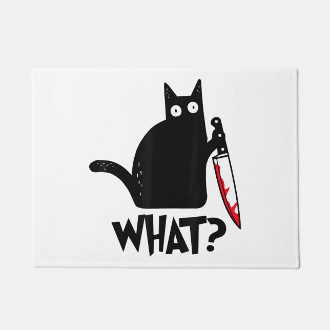 Cat What_ Funny Black Cat  Doormat (Front)