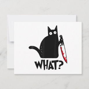 Cat What_ Funny Black Cat Invitation