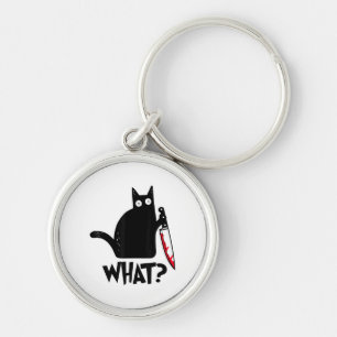 Cat What_ Funny Black Cat Keychain