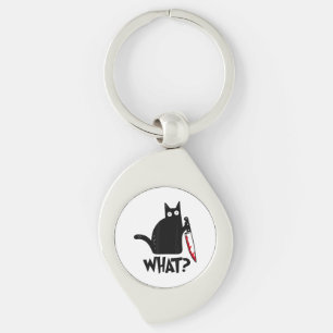 Cat What_ Funny Black Cat  Keychain
