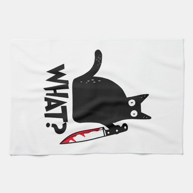 Cat What_ Funny Black Cat  Kitchen Towel (Horizontal)