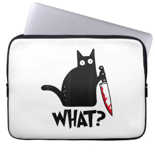 Cat What_ Funny Black Cat Laptop Sleeve