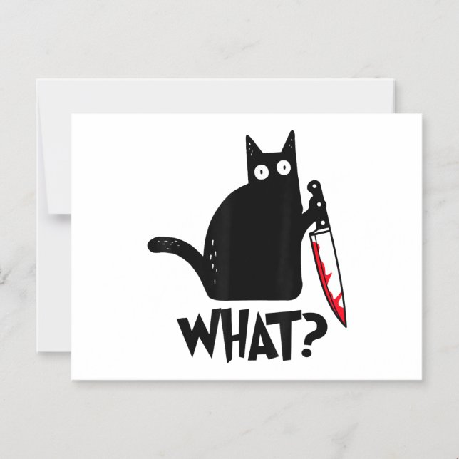 Cat What_ Funny Black Cat  Magnetic Invitation (Front)