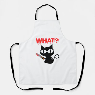 Cat What Funny Black Cat Murderous Cat With Knife Apron