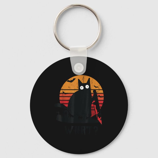 Cat What_ Funny Black Cat Murderous Cat With Knife Keychain (Front)
