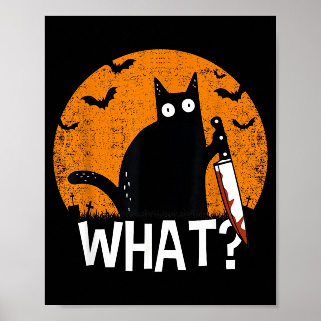 Cat What_ Funny Black Cat Murderous Cat With Knife Poster (Front)