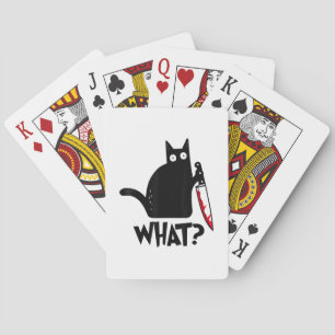 Cat What_ Funny Black Cat  Playing Cards
