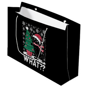 Cat What Funny Black Cat Pushing Christmas Tree Large Gift Bag