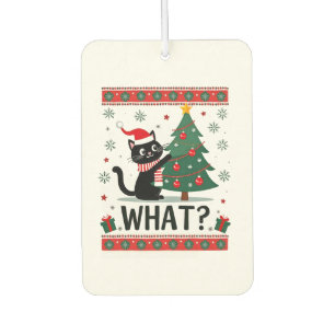 Cat What Funny Black Cat Pushing Christmas Tree Ug Air Freshener