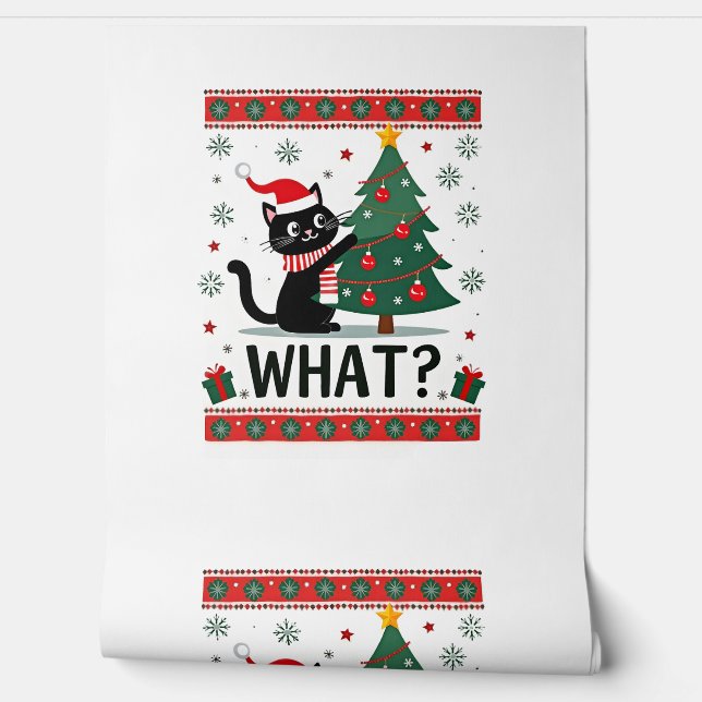 Cat What Funny Black Cat Pushing Christmas Tree Ug Wallpaper (Unrolling)
