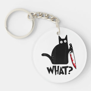 Cat What Funny Black Cat Shirt Murderous Cat With  Keychain