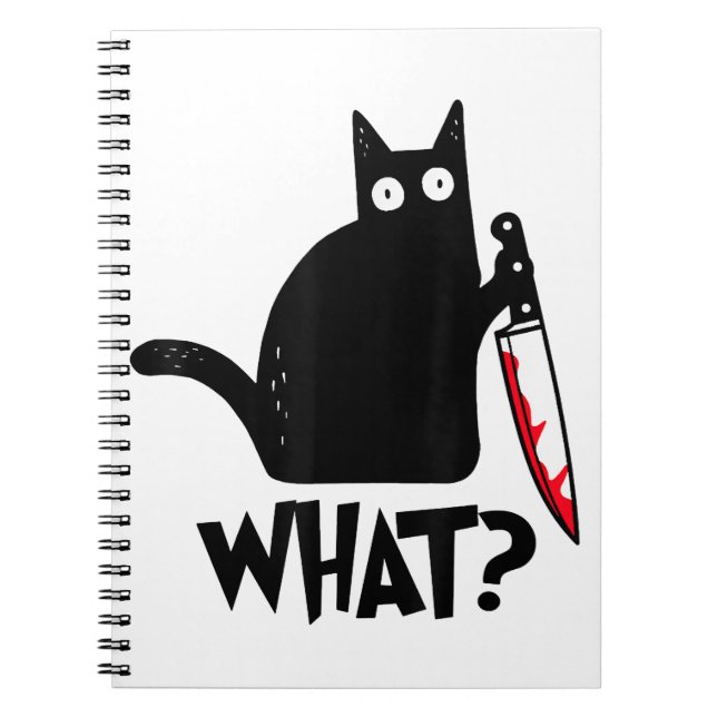 Cat What Funny Black Cat Shirt Murderous Cat With  Notebook (Front)