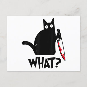 Cat What Funny Black Cat Shirt Murderous Cat With  Postcard