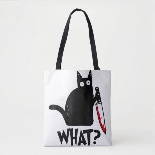 Cat What Funny Black Cat Shirt Murderous Cat With Tote Bag