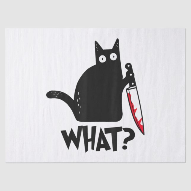 Cat What_ Funny Black Cat  Tissue Paper (Front)