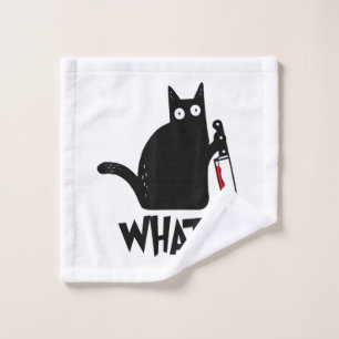 Cat What_ Funny Black Cat Wash Cloth