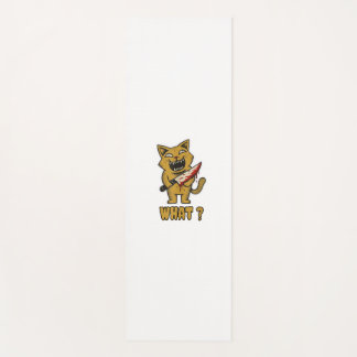 Cat what _ Funny creepy cat With Knife Yoga Mat