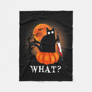 Cat What Halloween Scary Black Cat Costume Fleece Blanket