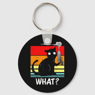 Cat What_ Murderous Black Cat With Gun Halloween Keychain