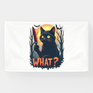 Cat What Murderous Black Cat With Knife Costume Ha Banner