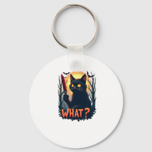 Cat What Murderous Black Cat With Knife Costume Ha Keychain