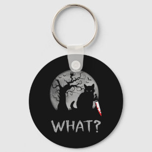 Cat What Murderous Black Cat With Knife Costume Ha Keychain