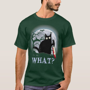 Cat What Murderous Black Cat With Knife Costume T-Shirt