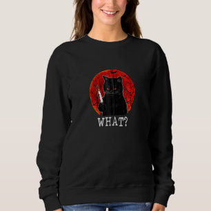 Cat What Murderous Black Cat With Knife Halloween Sweatshirt