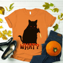 Cat What? Murderous Black Cat With Knife Halloween