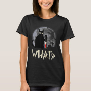 Cat What Murderous Black Cat With Knife Halloween T-Shirt