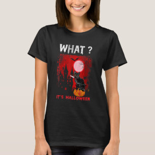 Cat What Murderous Black Cat with Knife Halloween T-Shirt