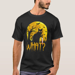 Cat What Murderous Black Cats With Knife Halloween T-Shirt